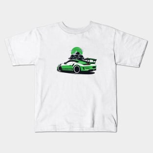 Green GT3 RS Super Car in Mountains Kids T-Shirt